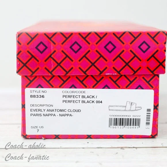 NIB Tory Burch Everly Anatomic Cloud Leather Slide Sandal in Black Size 7 - Picture 9 of 9